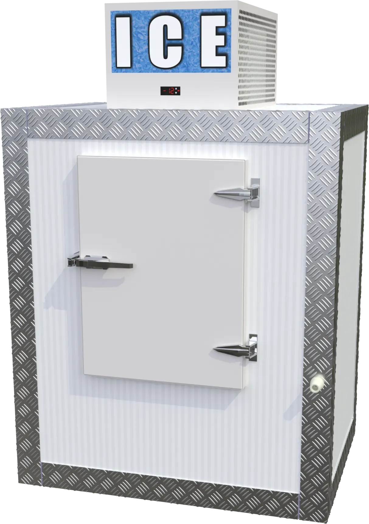 Small 1872L ice storage box with checker-plate corners and ICE signage