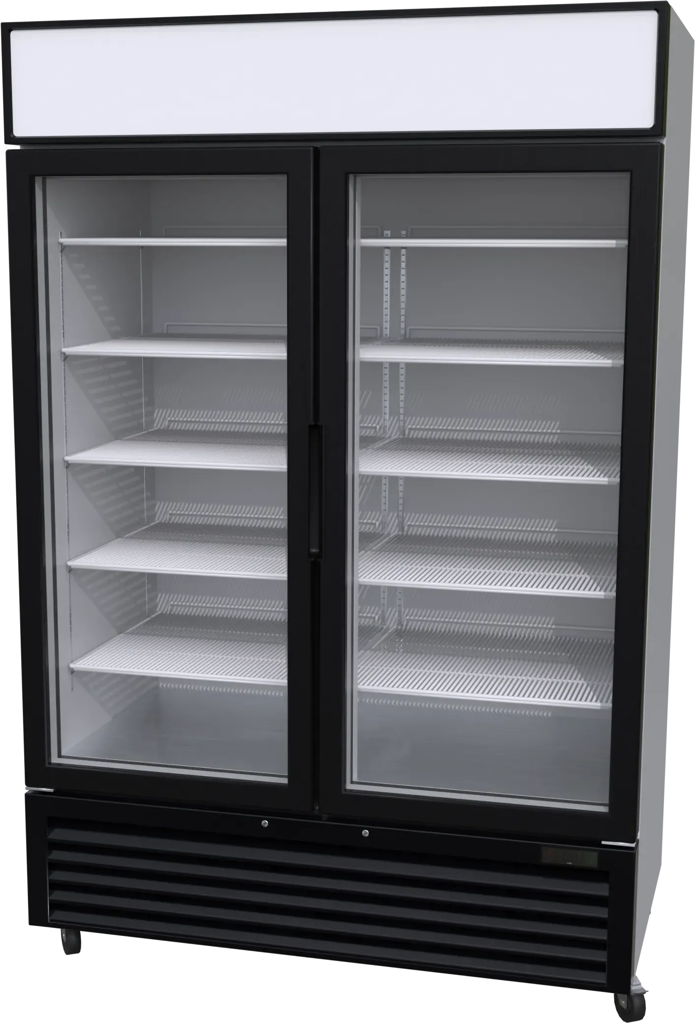 Double 1320L glass-door ice display freezer