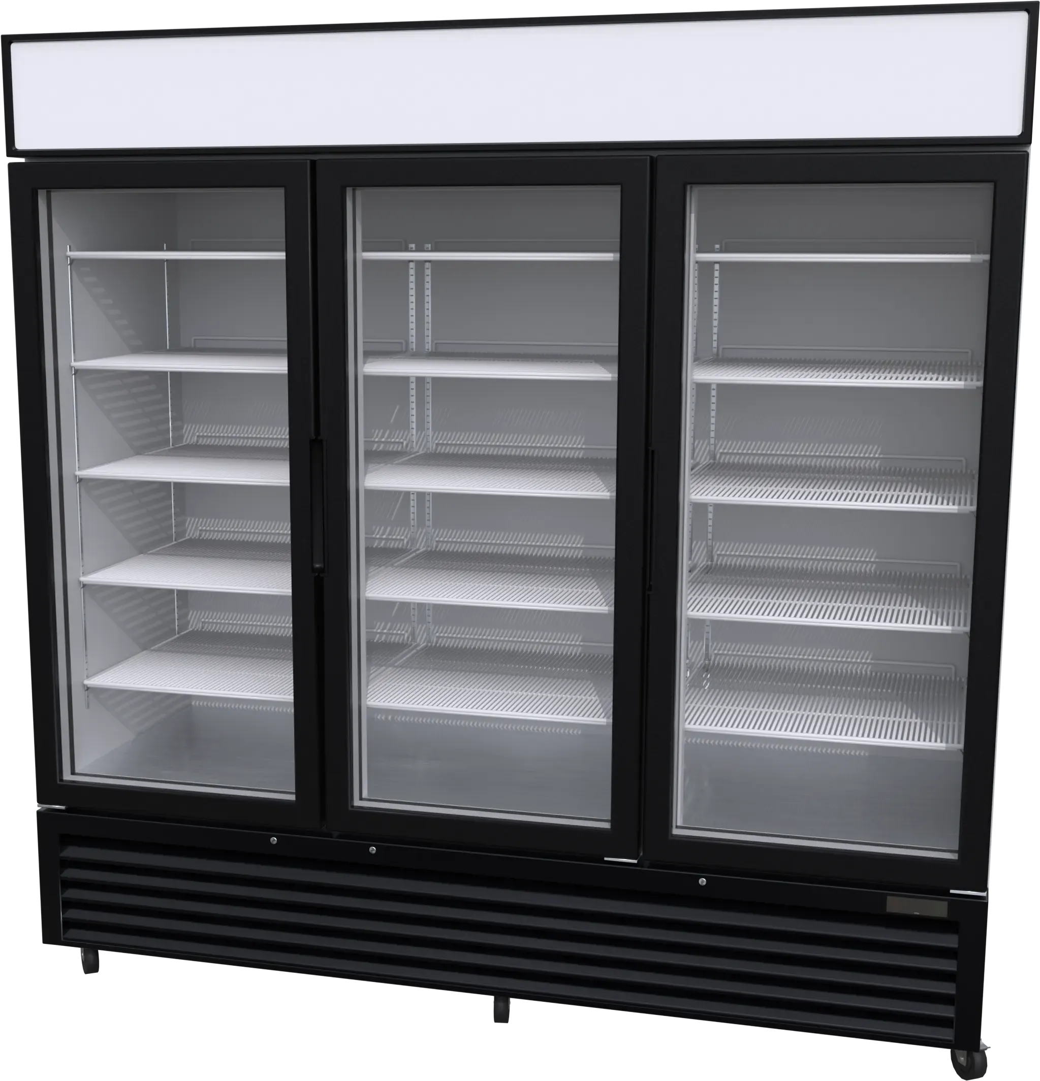Triple 2050L glass-door ice display freezer